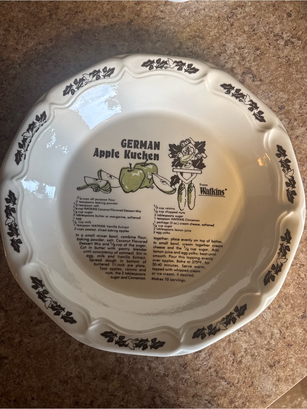 WATKINS Vintage German Apple Kuchen Pie Plate - Picture 2 of 4
